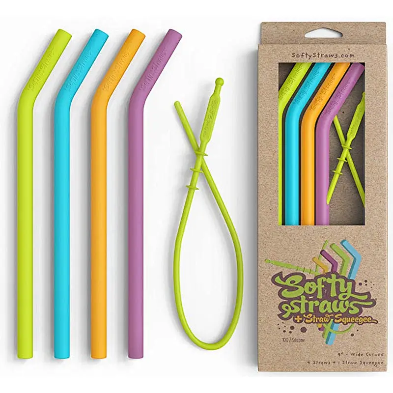 Advanced reusable non-plastic food grade silicone drink straws