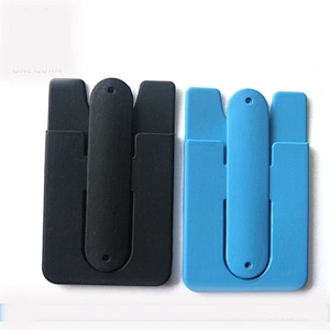 Colorful  Silicone Stick Backed Credit Card  Stand Slot Phone Holder Cradle Bracket Holder Sticker Back Wallet for Smart Mobile