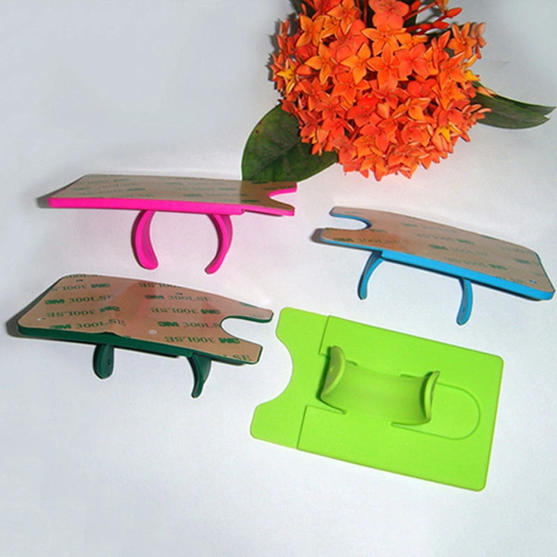 Colorful  Silicone Stick Backed Credit Card  Stand Slot Phone Holder Cradle Bracket Holder Sticker Back Wallet for Smart Mobile
