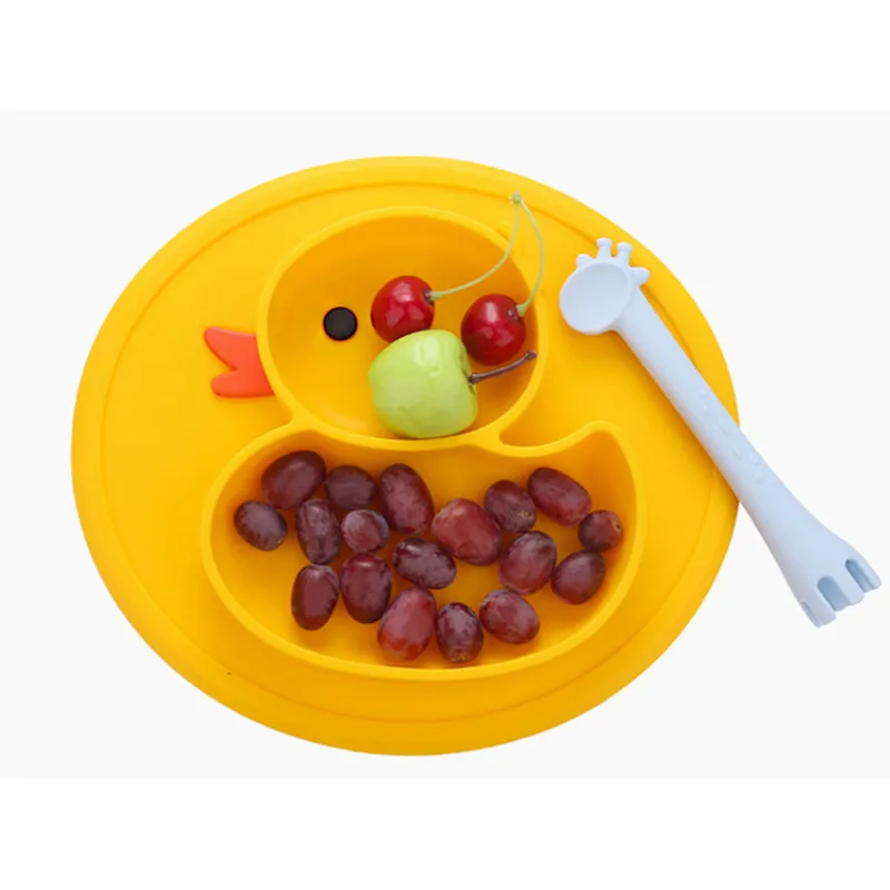 Yellow duck food-grade silicone baby plate;silicone baby placement