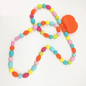 latest design african beads  chew necklace Teether Silicone Teething Beads Chew Necklace Bracelets cord Wholesale custom