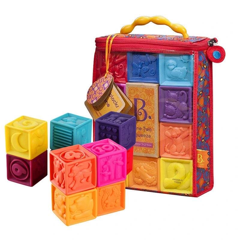 Hot selling silicone square building blocks kid's educational constuct training toys