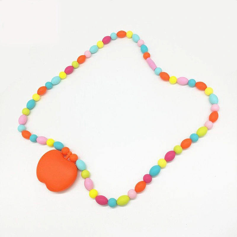 latest design african beads  chew necklace Teether Silicone Teething Beads Chew Necklace Bracelets cord Wholesale custom