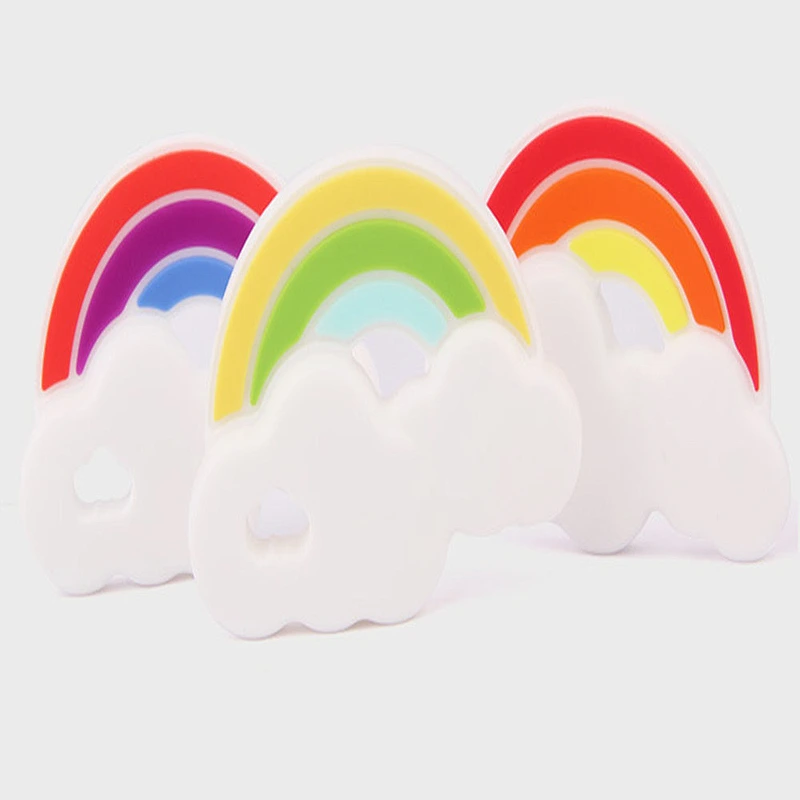 BPA free Funny cute safe food-grade silicone rainbow teether for Baby molars