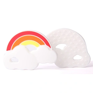 BPA free Funny cute safe food-grade silicone rainbow teether for Baby molars