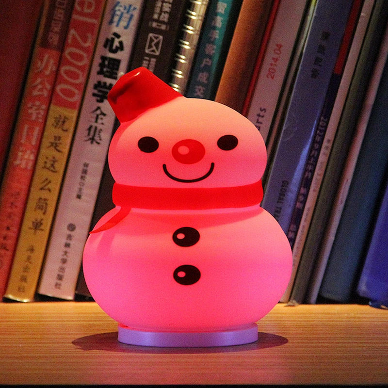 2020 new product colorful christmas light silicone snowman night light charging  for baby for sleeping