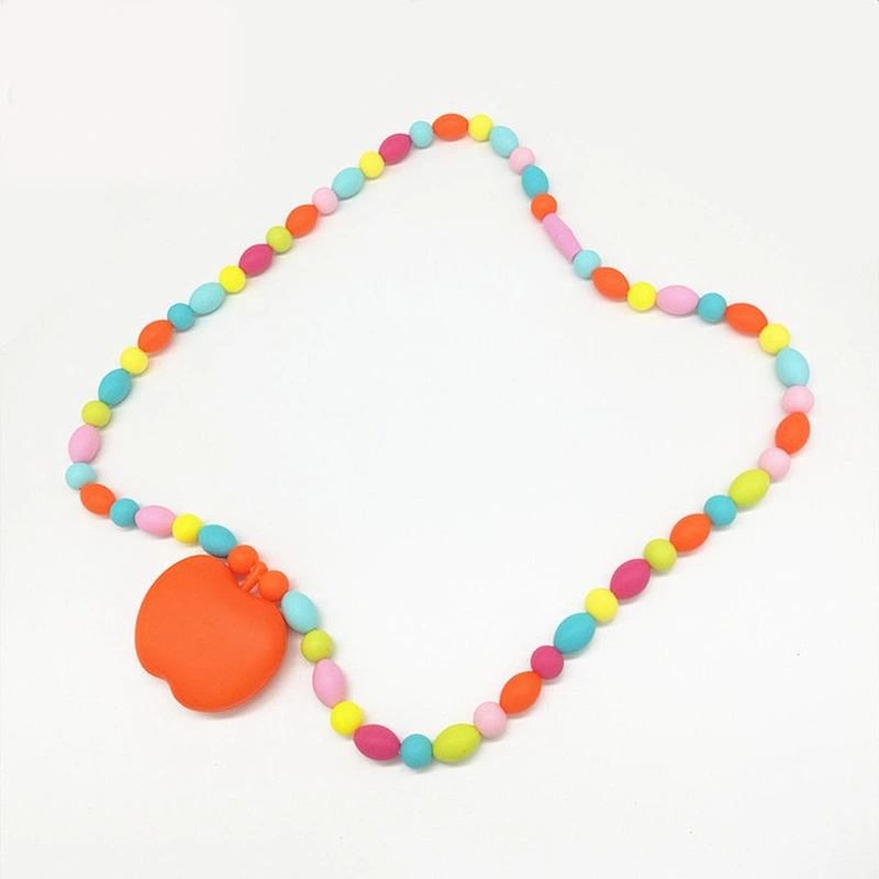 latest design african beads  chew necklace Teether Silicone Teething Beads Chew Necklace Bracelets cord Wholesale custom