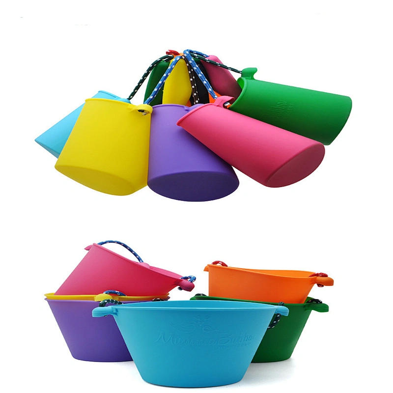 2020 Amazon top seller children's folding multi-purpose beach water bath portable silicone soft bucket for playing