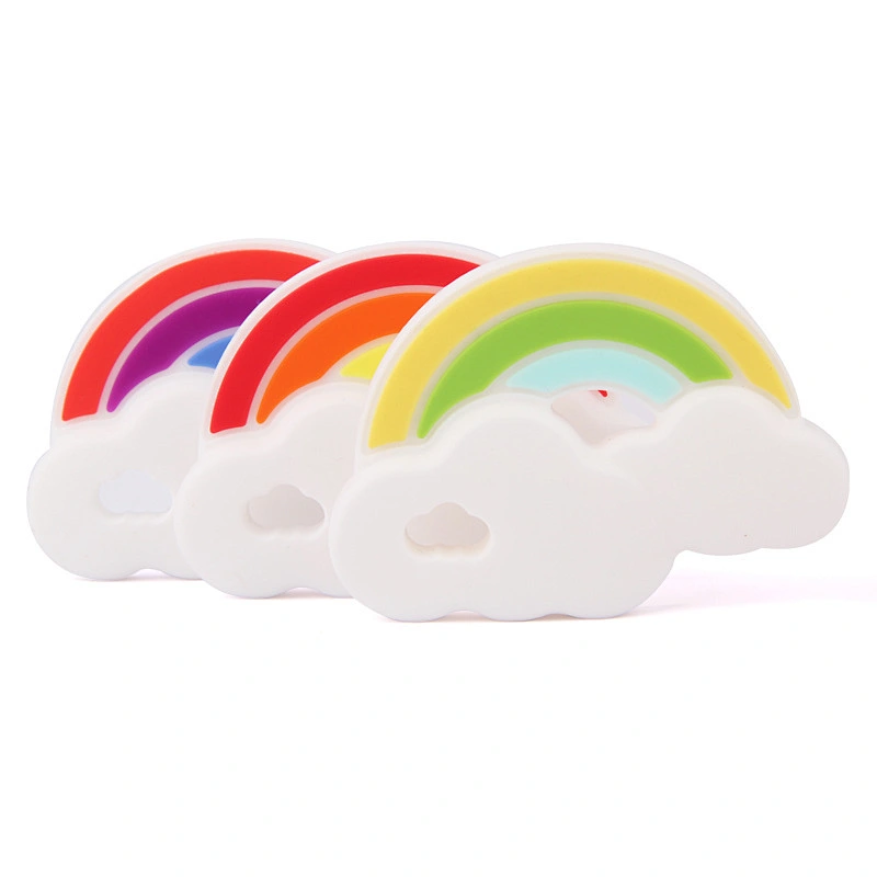 BPA free Funny cute safe food-grade silicone rainbow teether for Baby molars