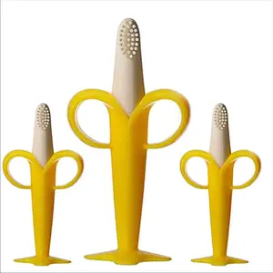 Banana Infant Training Toothbrush Yellow Silicone Baby Teether