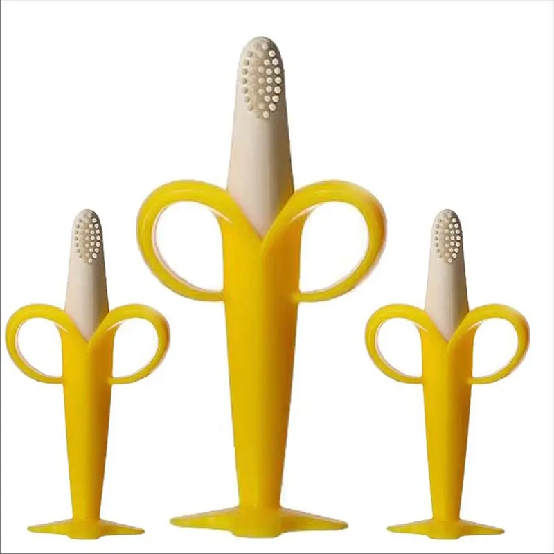 Banana Infant Training Toothbrush Yellow Silicone Baby Teether