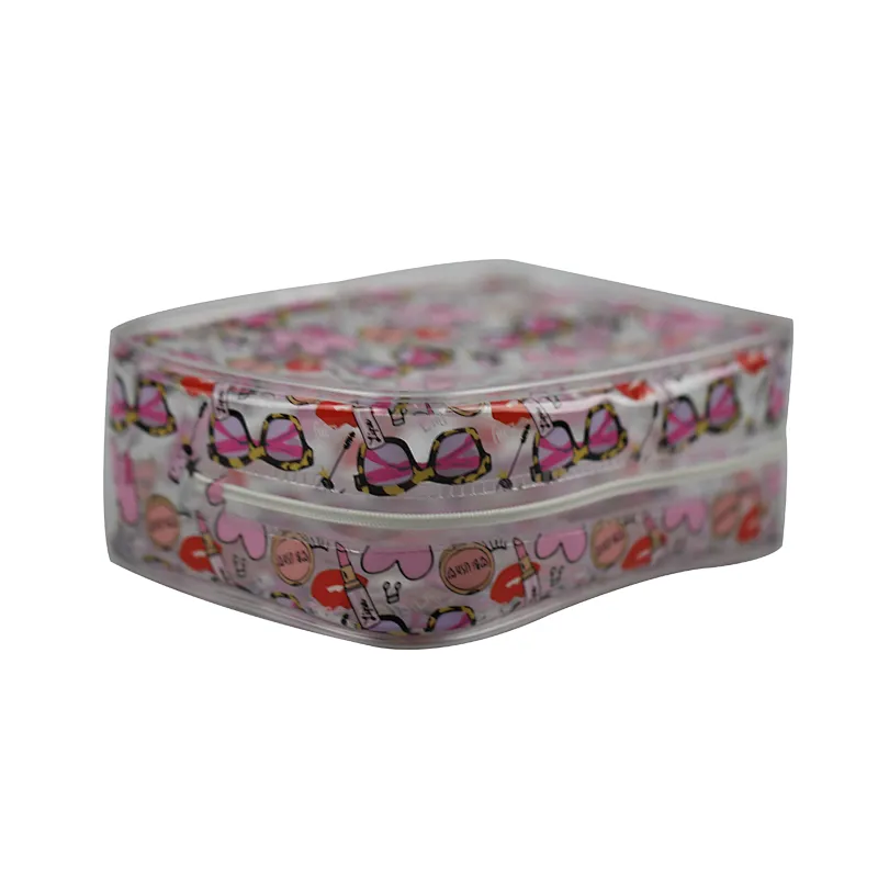 Custom fashion transparent pvc square cartoon easy to carry multi-function bag