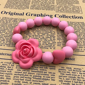 Safety and environmental protection bead bracelet tooth gel  rose bracelet baby molars tooth silicone beads baby teether
