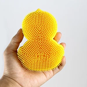 Multifunctional Soft face  Silicone baby bath  brush dish brush  baby Shower Care cartoon toilet brush