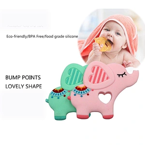 Non-Toxic BPA Free silicone  elephant baby gel teether carton animal soft teether toy