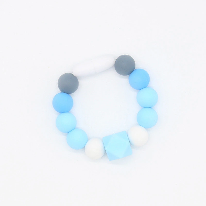 BPA Free Food Grade diy Soft Silicone Beads Bracelet Safe Teething Ring Baby Teethers Toy silicone ball bracelet logo