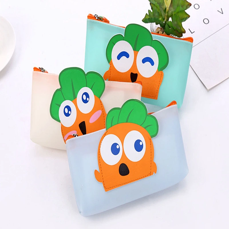 Amazon top sellers eco friendly large capacity cute carrot pattern silicone  pen bag for school or daily use