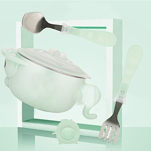 304 stainless steel Food grade silicone  suction cup bowl for baby