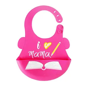 Hot Selling custom  silicone baby feeding soft bib with pocket