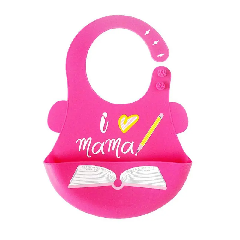 Hot Selling custom  silicone baby feeding soft bib with pocket