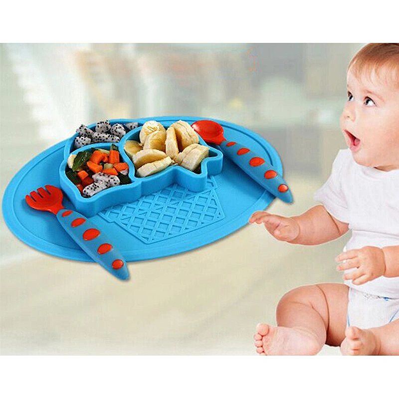 2020 Ice Cream Food Grade Silicone Baby Plate; suction baby plate