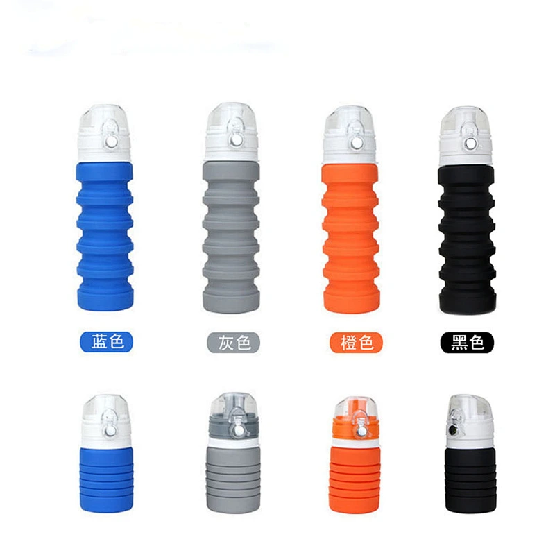 2020 health and environmental protection easy to carry foldable silicone water bottle for outdoor sports or leisure travel