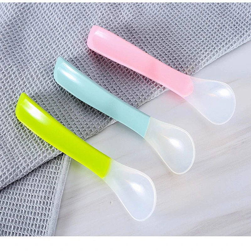BPA FREE Funny cute safe soft easy to clean food-grade silicone  spoon for Baby for feeding