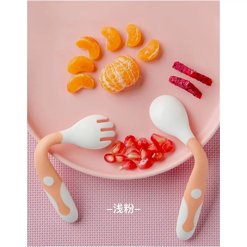 BPA FREE Funny cute safe soft easy to clean food-grade  spoon and fork for Baby for feeding