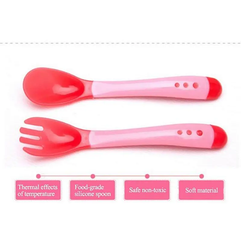 Wholesale custom  New Baby   Silicone serving   Spoon And Fork  feeder