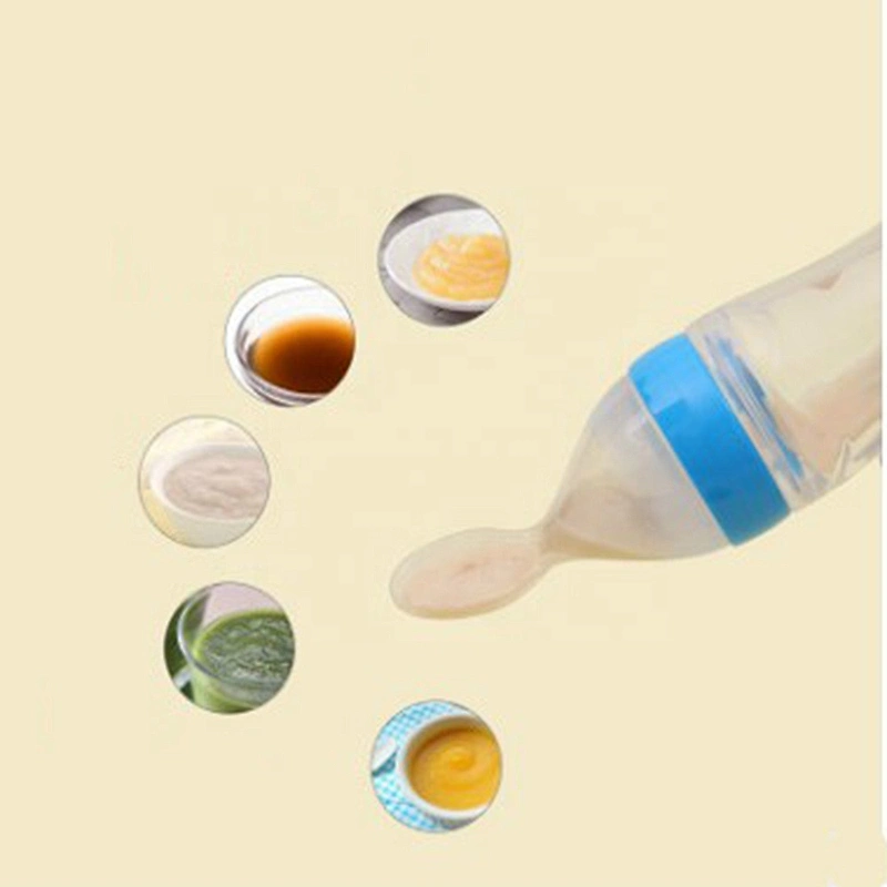 BPA free silicone squeeze bottle spoon baby food feeder