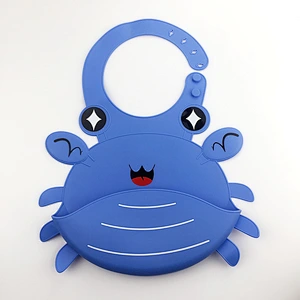 New Design Silicon Waterproof Baby Bibs for Girls and Boys with Catcher