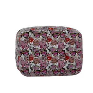 Custom fashion transparent pvc square cartoon easy to carry multi-function bag