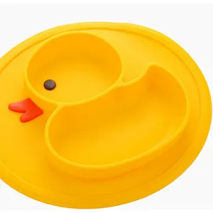 Yellow duck food-grade silicone baby plate;silicone baby placement