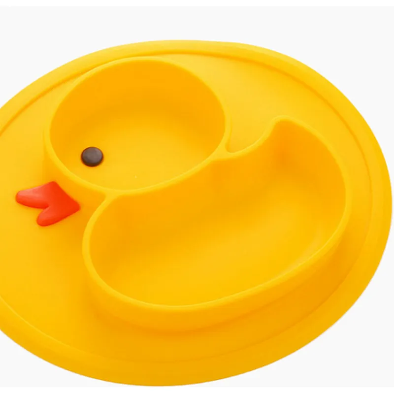 Yellow duck food-grade silicone baby plate;silicone baby placement