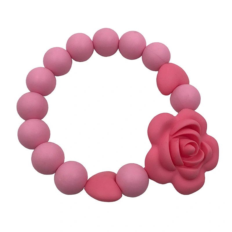 Safety and environmental protection bead bracelet tooth gel  rose bracelet baby molars tooth silicone beads baby teether