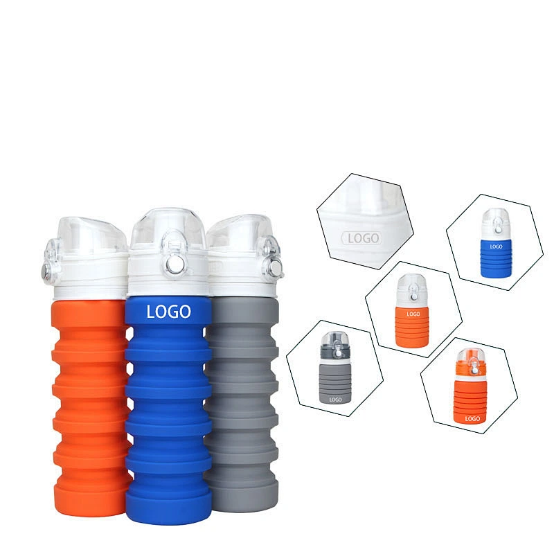 2020 health and environmental protection easy to carry foldable silicone water bottle for outdoor sports or leisure travel