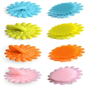 Multifunctional health safe soft silicone shampoo  brush for baby for bath