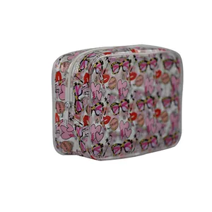 Custom fashion transparent pvc square cartoon easy to carry multi-function bag