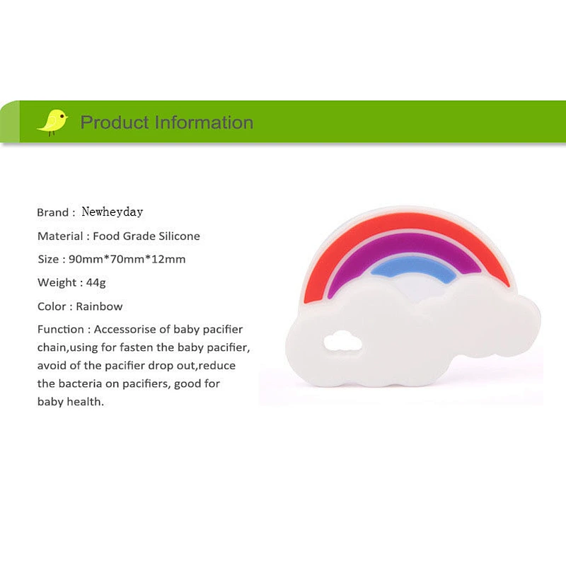 BPA free Funny cute safe food-grade silicone rainbow teether for Baby molars