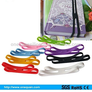 Colorful customize finger print silicone bookmark rubber band stretchy bookmark page
