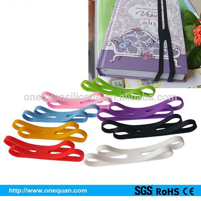 Colorful customize finger print silicone bookmark rubber band stretchy bookmark page