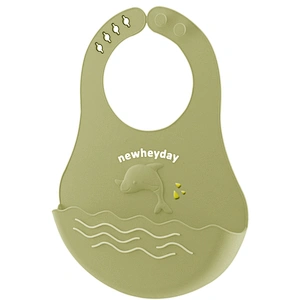 2020 New waterproof foldable soft BPA free food-grade cute dolphin  baby silicone bib for feeding