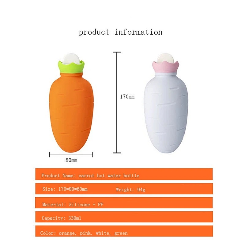 2020 Amazon top sellers waterproof and explosion-proof shape cute carrot hot water bottle for baby amd mother for keeping warm
