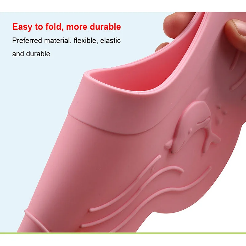 New design durable collapsible cheap Dolphin silicone kids shower cap for bathing