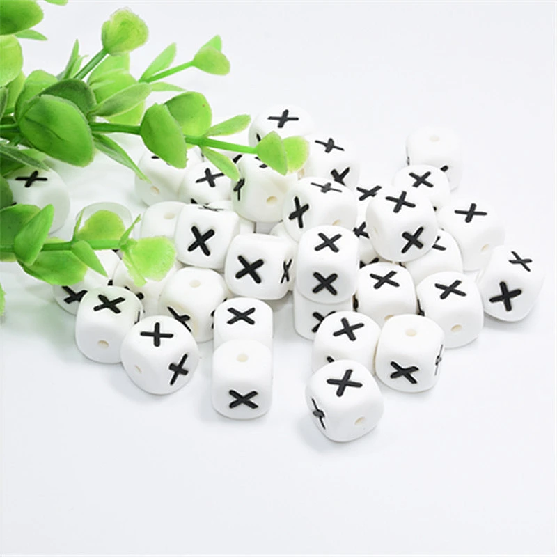 Amazon top sellers BPA free safe soft 12MM silicone English alphabet beads DIY pacifier anti-drop chain accessories