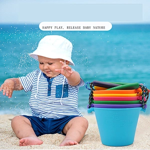 2020 Amazon top seller children's folding multi-purpose beach water bath portable silicone soft bucket for playing