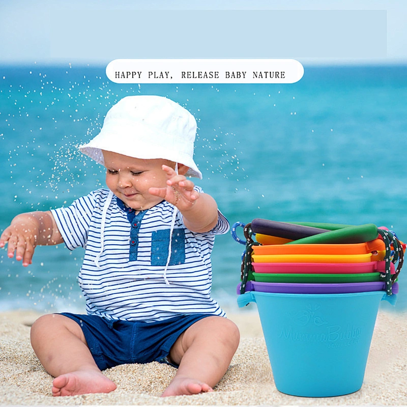2020 Amazon top seller children's folding multi-purpose beach water bath portable silicone soft bucket for playing
