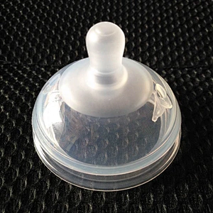 quality Silicone  nano silver liquid  nipple pacifier 7cm super soft simulation breast baby milk bottle  nipple _ wide mouth