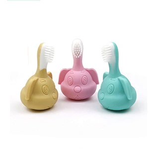 cute cartoon design Food grade baby soft silicone training Infant Teething Dental Health Toothbrush Baby For Training Teether
