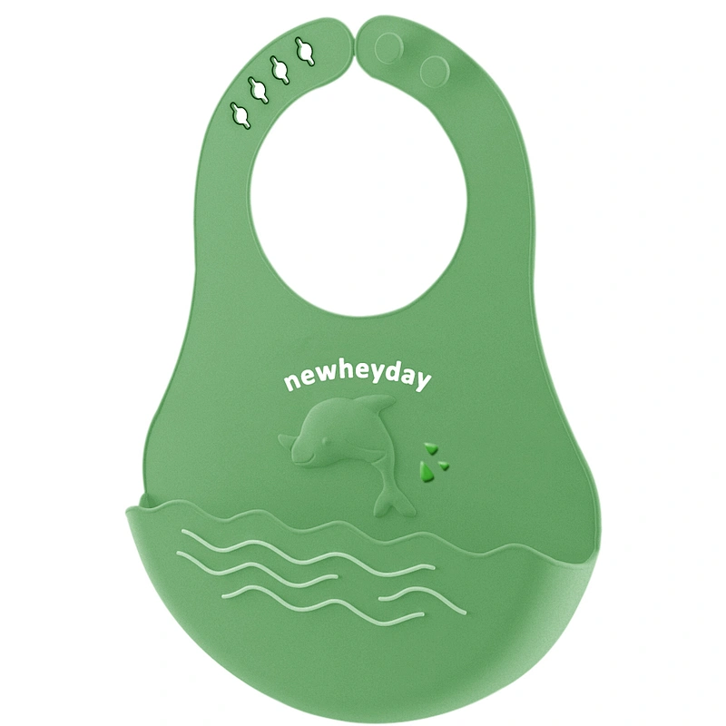 2020 New waterproof foldable soft BPA free food-grade cute dolphin  baby silicone bib for feeding